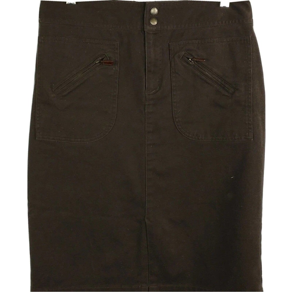 Lauren Ralph Lauren Skirt Womens 6 Brown Classic Pencil Straight Cotton Stretch